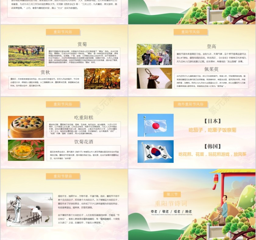 九九重阳节敬老爱老传统美德PPT模板第3张