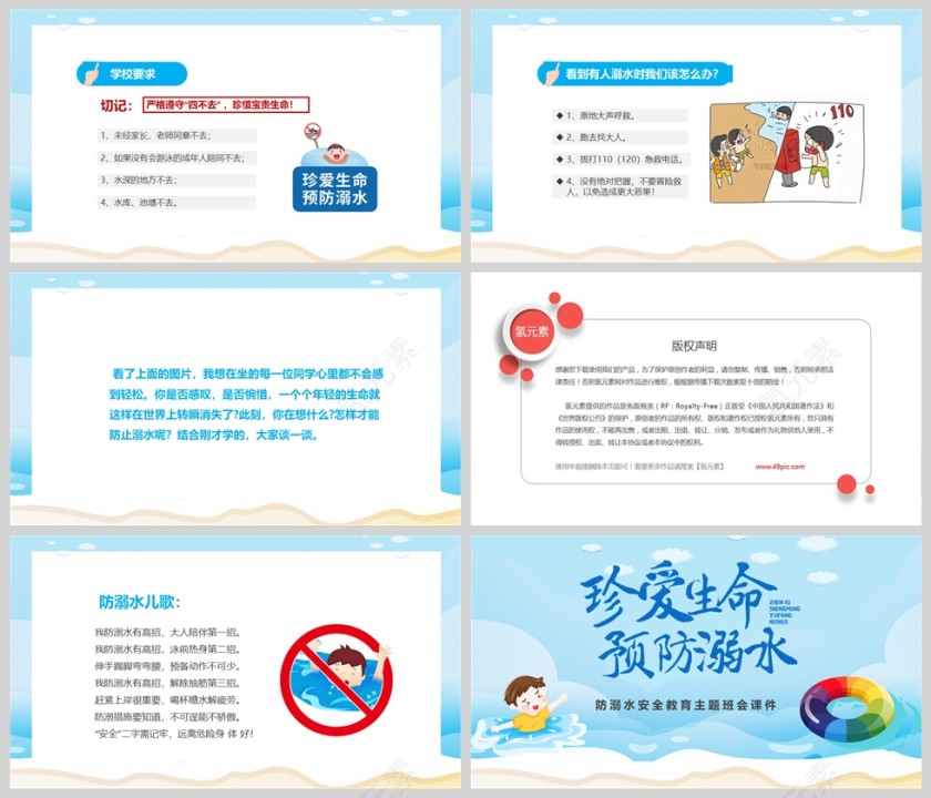 小学生珍爱生命预防溺水安全教育主题班会PPT课件第5张