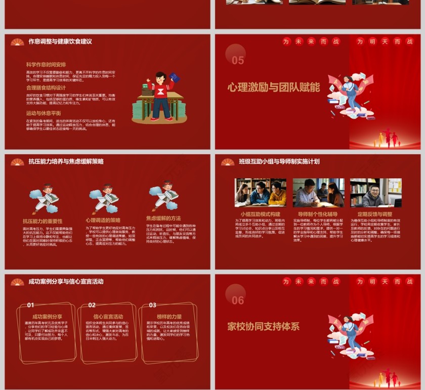 红色喜庆励志高考冲刺百日誓师大会PPT模板第4张