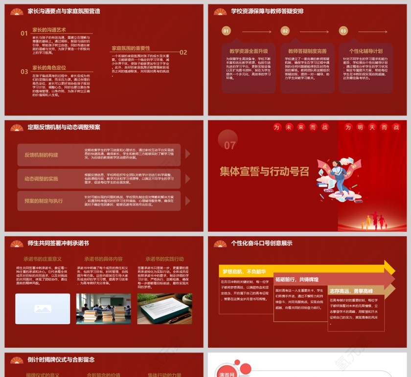 红色喜庆励志高考冲刺百日誓师大会PPT模板第5张