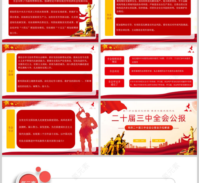 红色党政风二十届三中全会公报PPT模板第6张