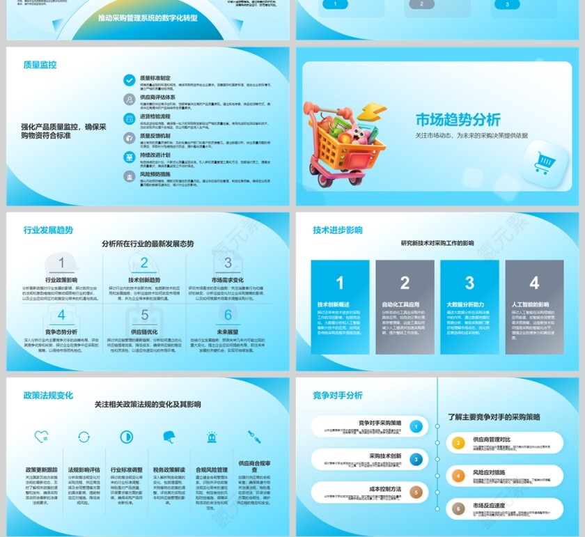蓝色简约采购部年终工作总结PPT模板第4张