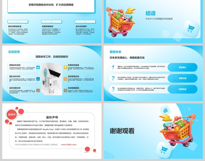 蓝色简约采购部年终工作总结PPT模板第6张