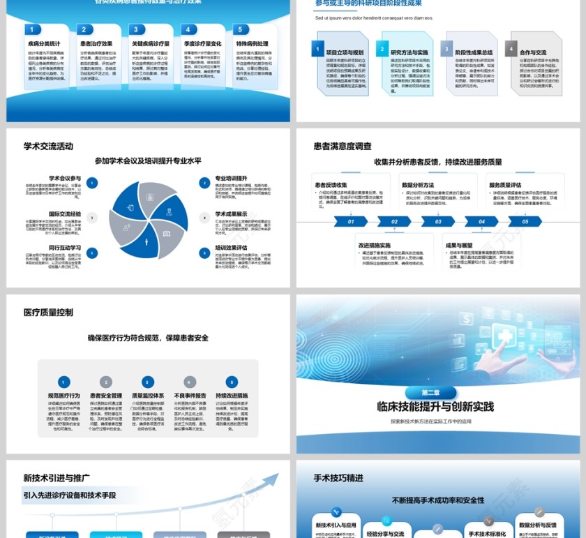 蓝色简约医院医生年终工作述职PPT模板第2张