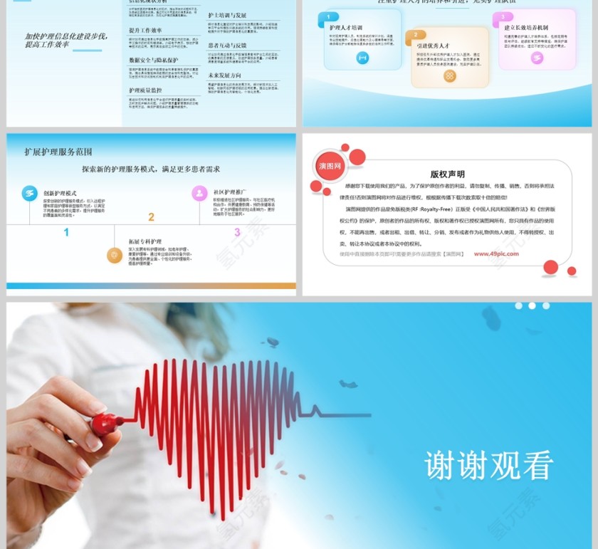 蓝色医院护士年终工作总结PPT模板第6张