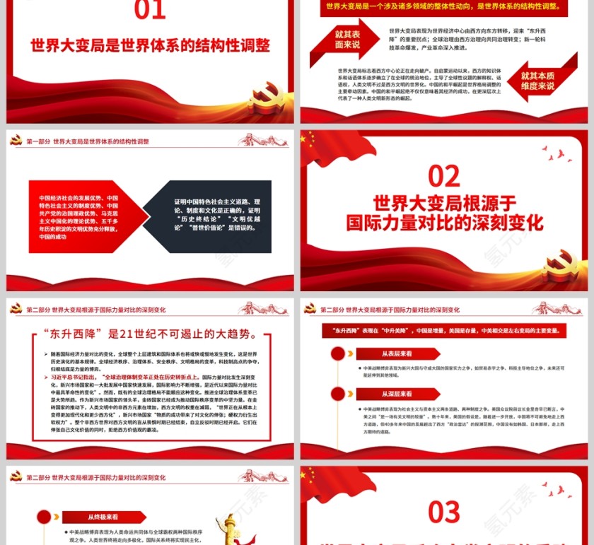 红色党政风世界大变局呼唤人类文明的重建PPT模板第2张