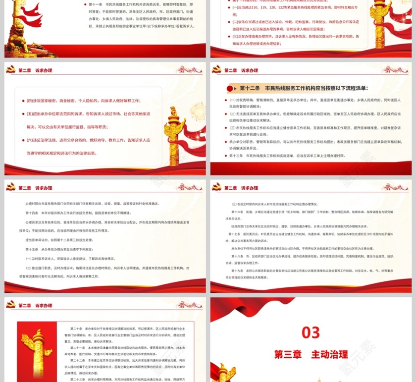 红色党政风北京市接诉即办工作条例PPT模板第3张