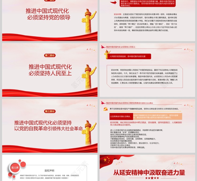 红色党政风从延安精神中汲取奋进力量党课PPT模板第2张