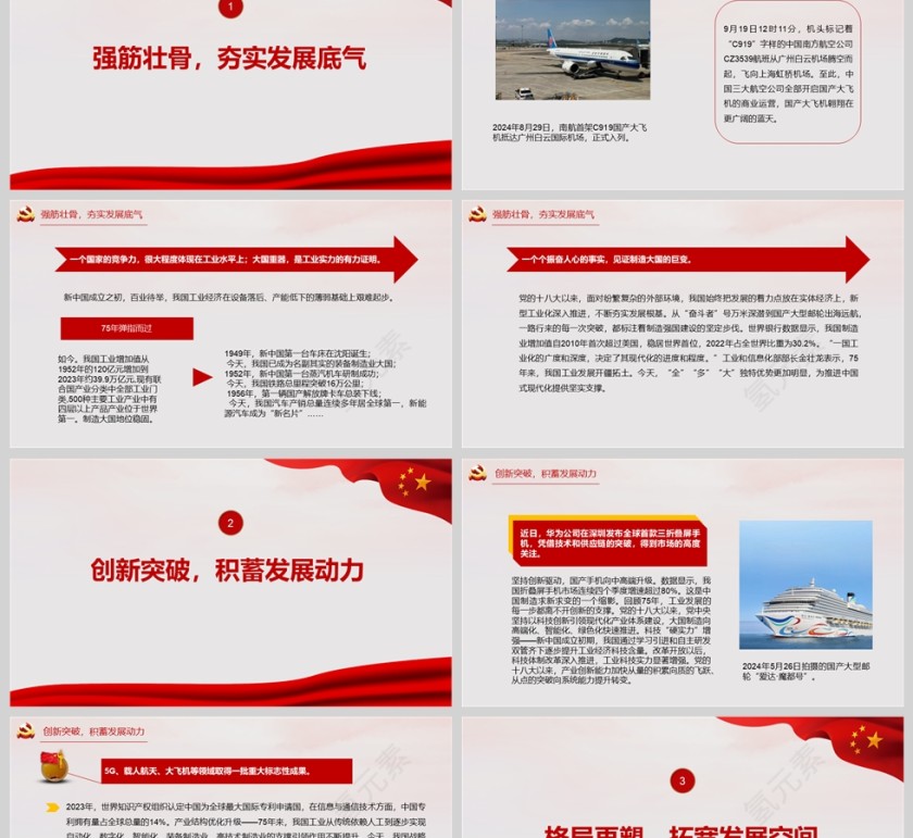红色党政风新中国成立75周年工业发展成就综述PPT课件模板第2张