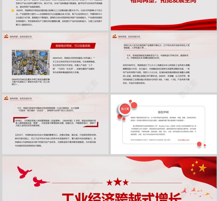 红色党政风新中国成立75周年工业发展成就综述PPT课件模板第3张