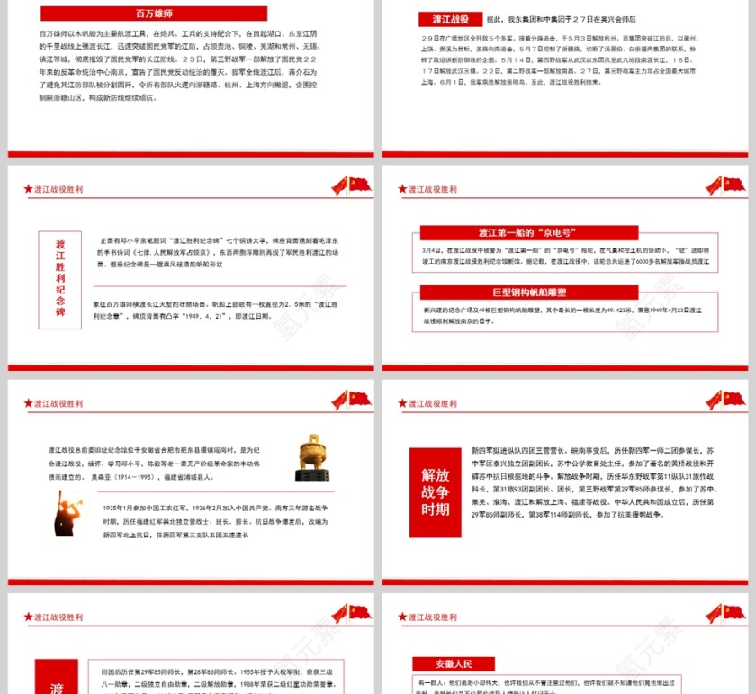 红色党政风渡江战役胜利PPT模板第2张
