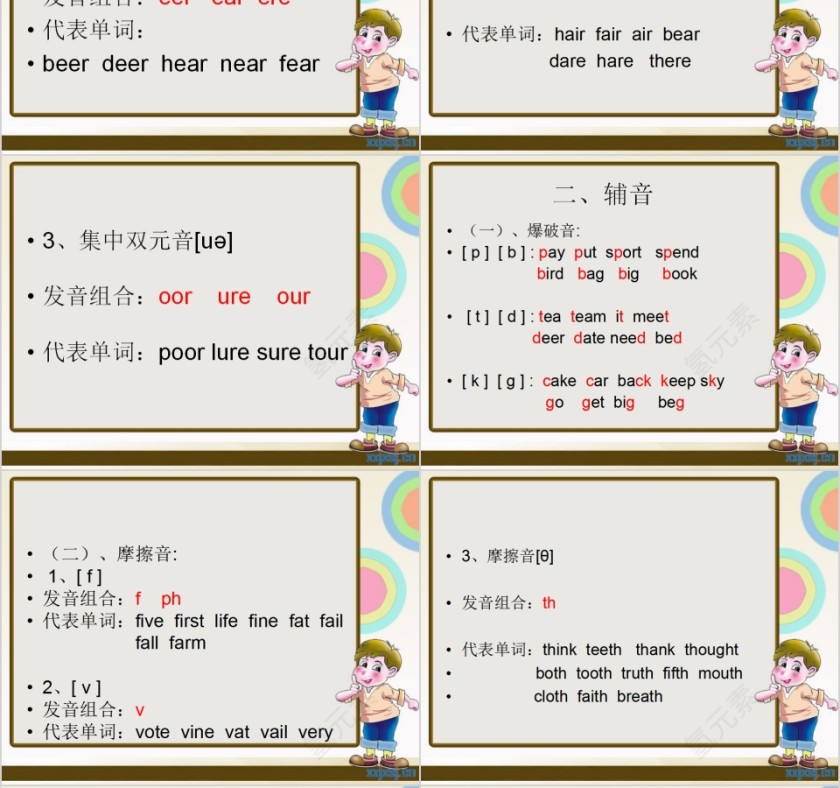 简约清新英语音标培训PPT模板第6张