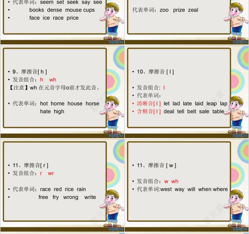 简约清新英语音标培训PPT模板第8张