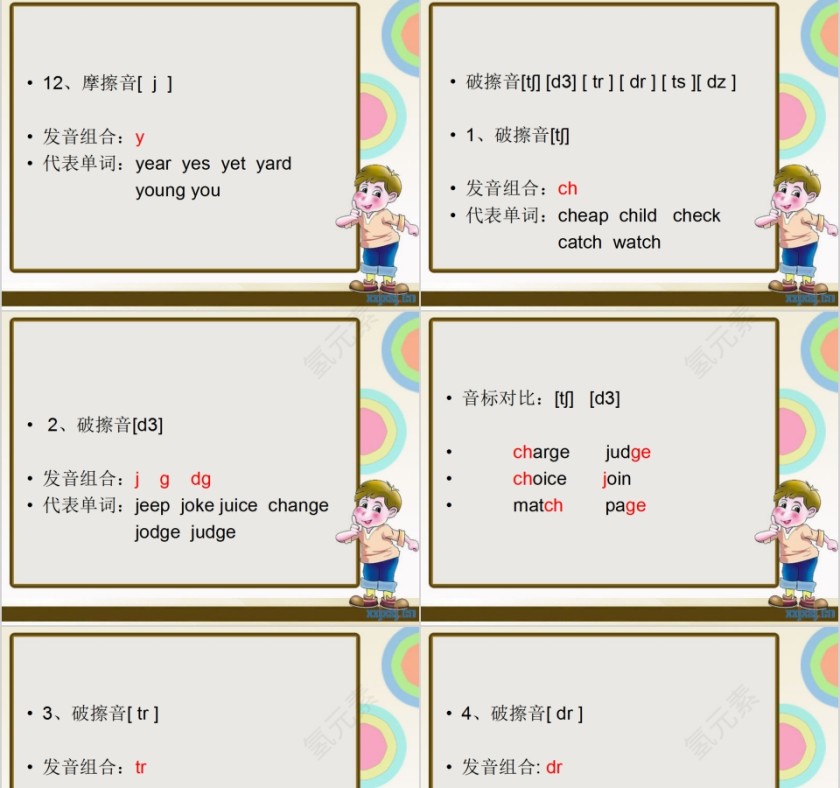 简约清新英语音标培训PPT模板第9张