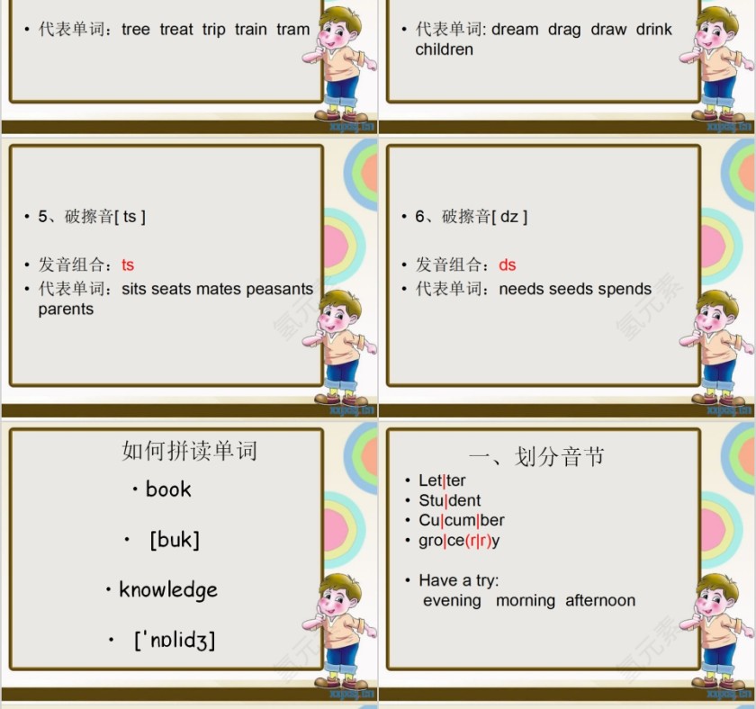 简约清新英语音标培训PPT模板第10张