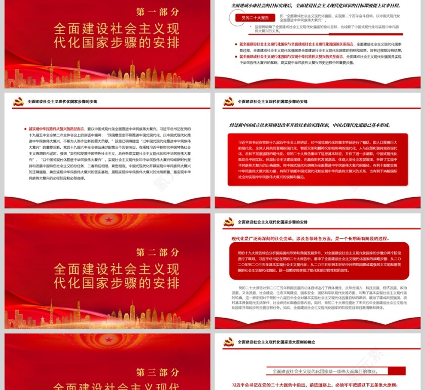 红色党政风全面建设社会主义现代化国家的行动纲领PPT模板第2张