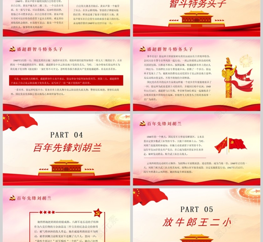 红色党政风红色经典故事PPT模版第3张