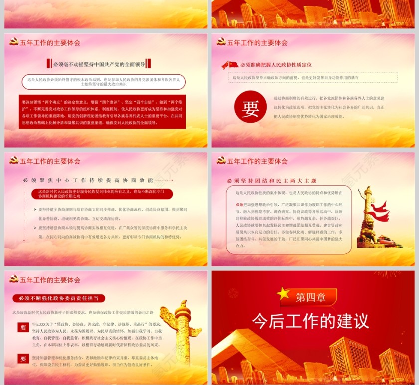 红色党政风2023年全国两会政协工作报告PPT模板第4张