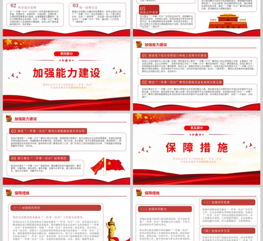红色党政风国务院办公厅关于加快推进一件事一次办PPT模板第3张