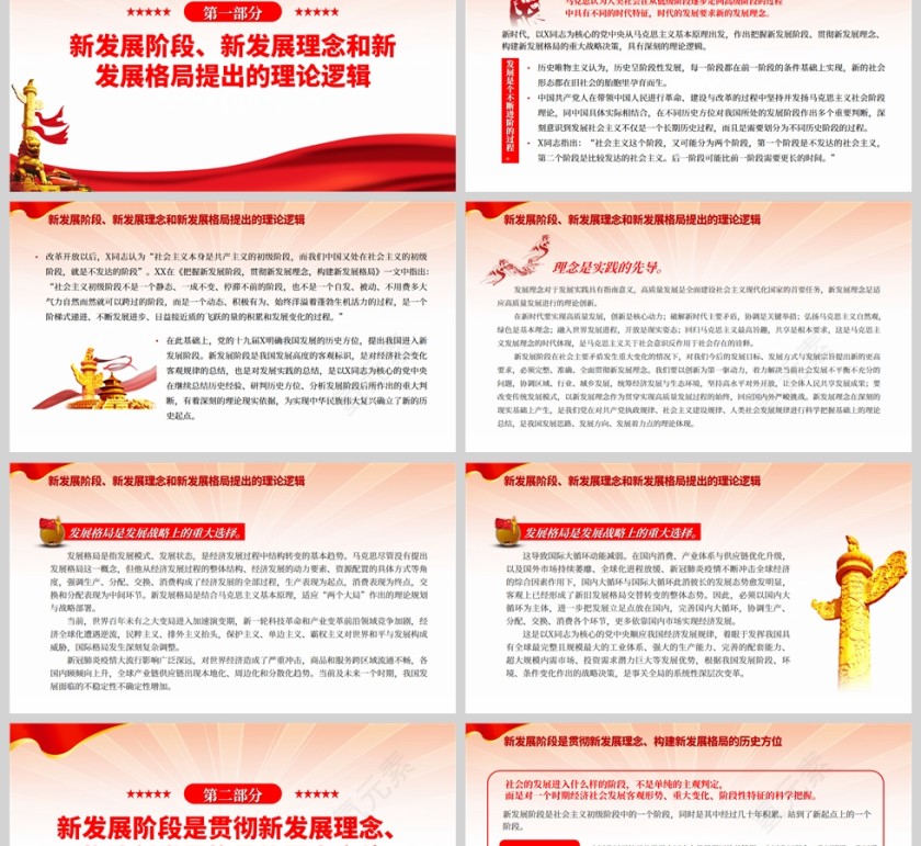 红色党政风深刻把握新发展阶段、新发展理念、新发展格局的内在逻辑PPT模板第2张
