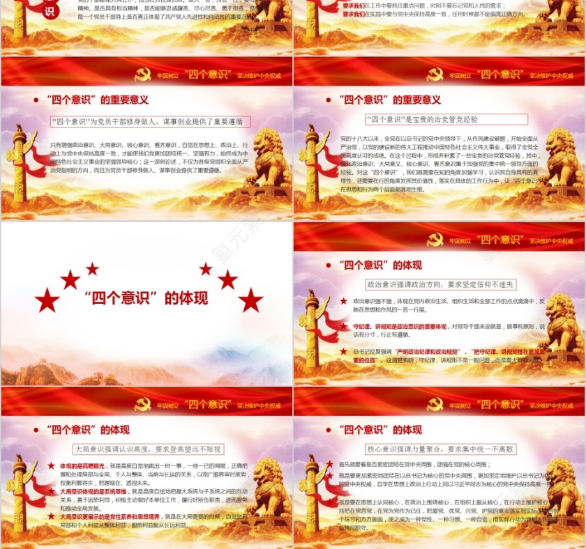牢固树立四个意识坚决维护中央权威PPT模板第3张