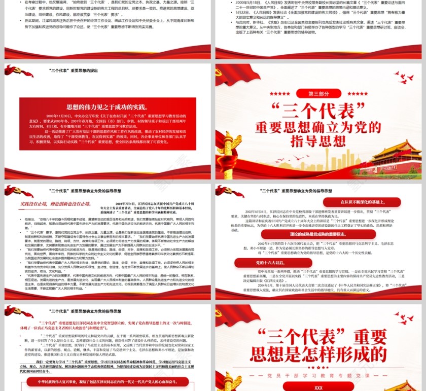 红色党政风“三个代表”重要思想是怎样形成的PPT模板第3张