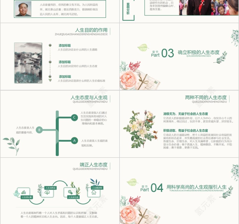 简约清新树立正确的人生价值观PPT模板第3张