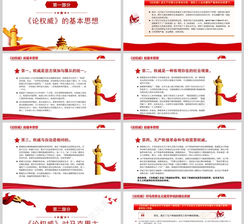 红色党政风深刻领悟《论权威》中的建党学说及其理论和现实意义PPT模板第2张