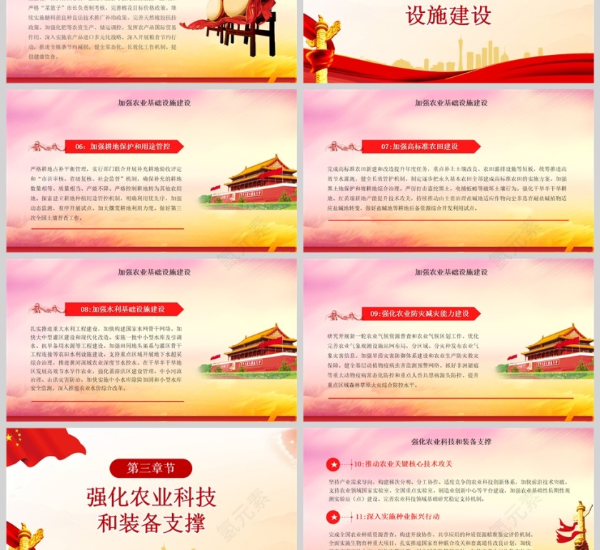 红色党政风关于做好2023年全面推进乡村振兴重点工作的意见PPT模板深入解读一号文件专题党课课件PPT模板第3张