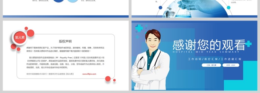 蓝色医院医疗年中工作汇报PPT模版第4张