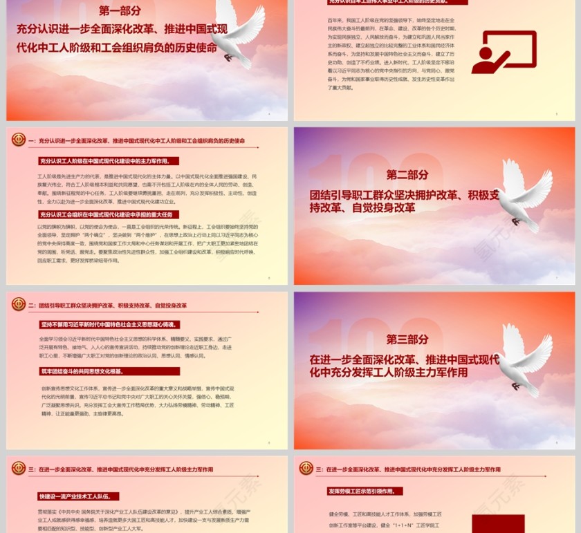 庆祝中华全国总工会成立100周年ppt第2张