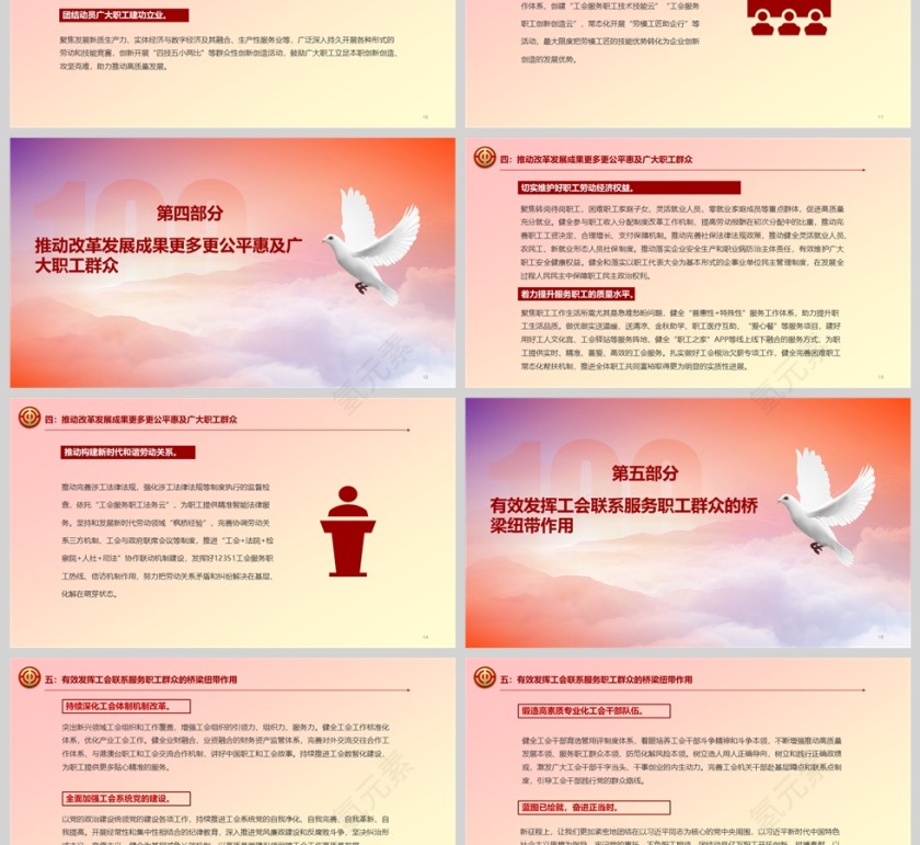 庆祝中华全国总工会成立100周年ppt第3张