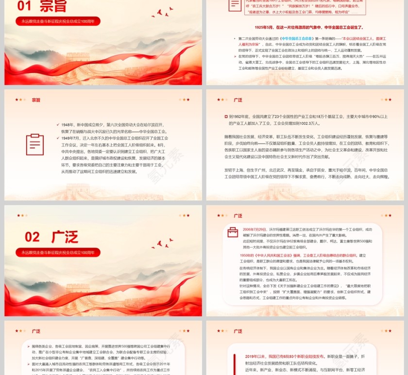 永远跟党走奋斗新征程庆祝全总成立100周年ppt第2张