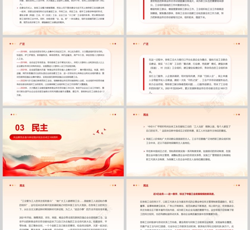 永远跟党走奋斗新征程庆祝全总成立100周年ppt第3张