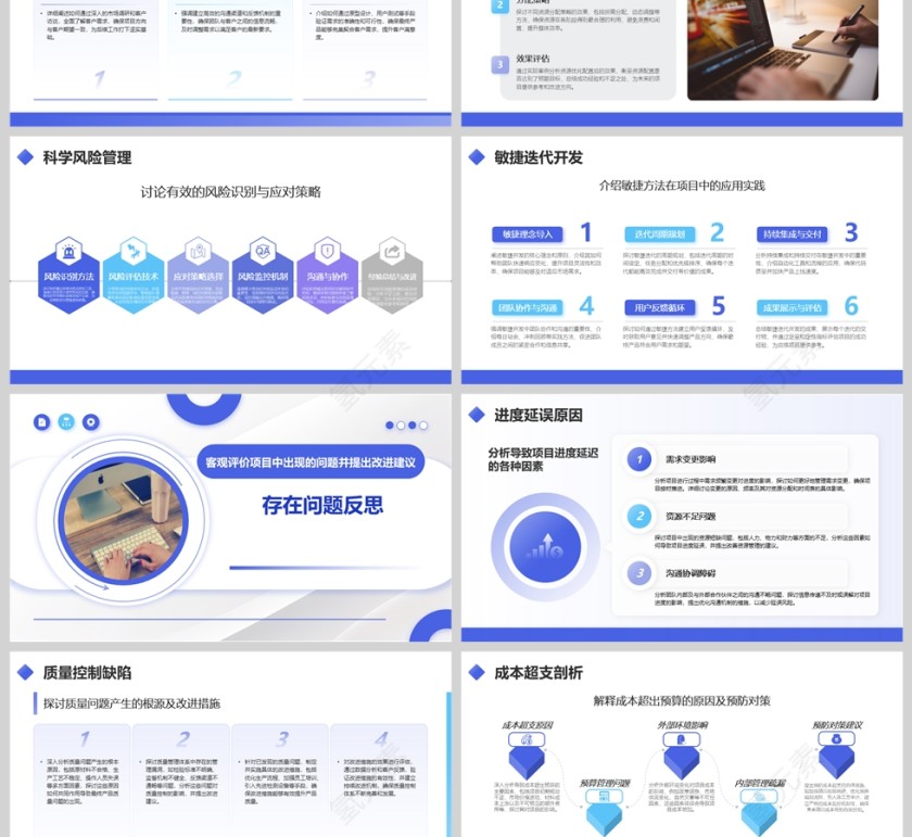 蓝色商务年终项目总结PPT模板第3张