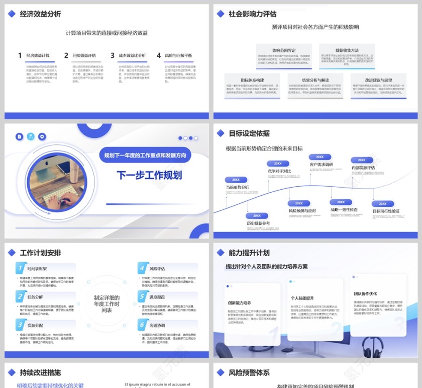 蓝色商务年终项目总结PPT模板第5张