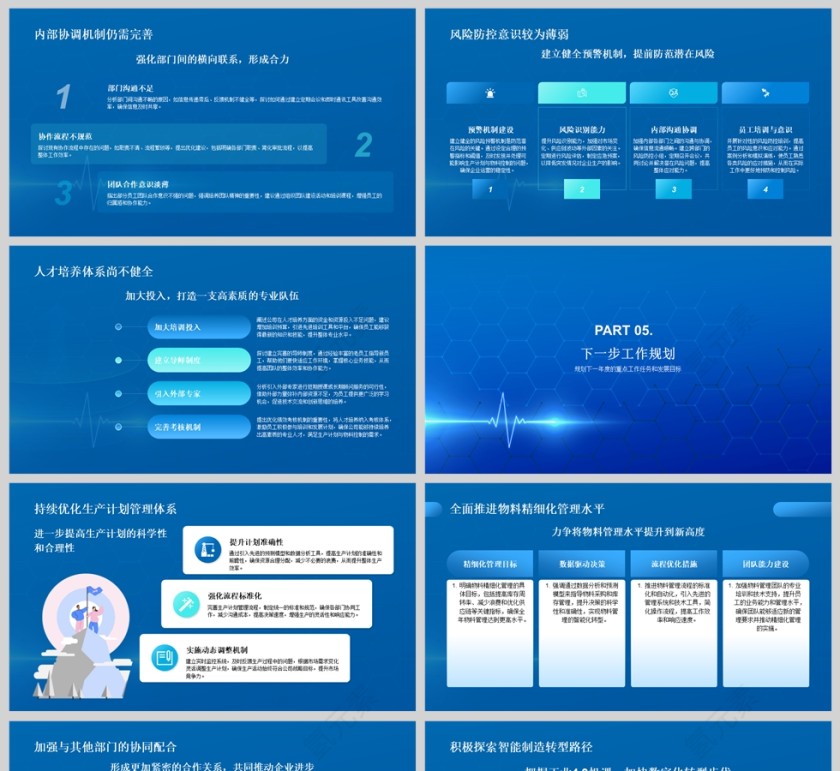 蓝色简约生产计划与物料控制年终总结PPT模板第5张