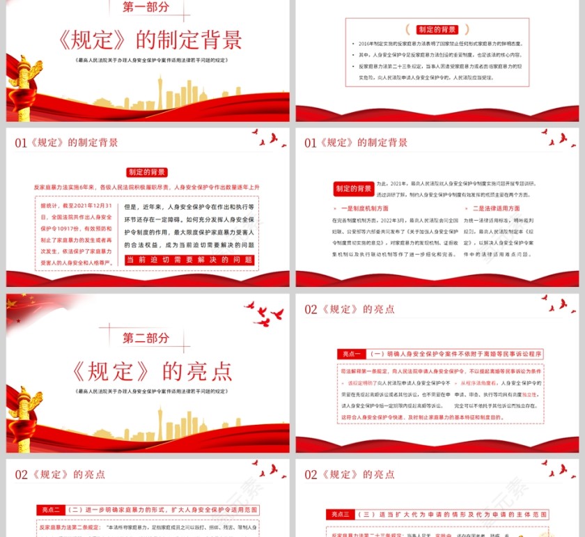 红色党政风人身安全令保护法学习解读PPT模板第2张