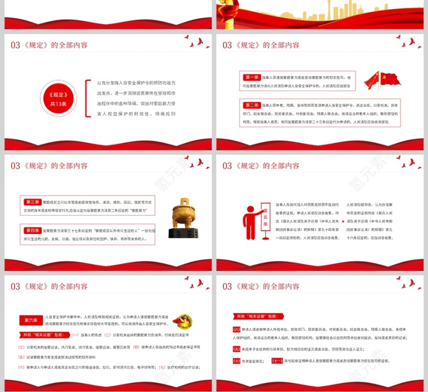 红色党政风人身安全令保护法学习解读PPT模板第4张