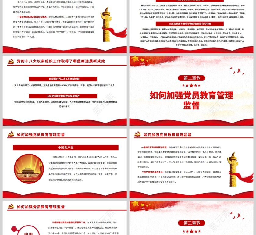 红色党政风党的十八大以来组织工作取得的新进展新成效PPT模板第2张