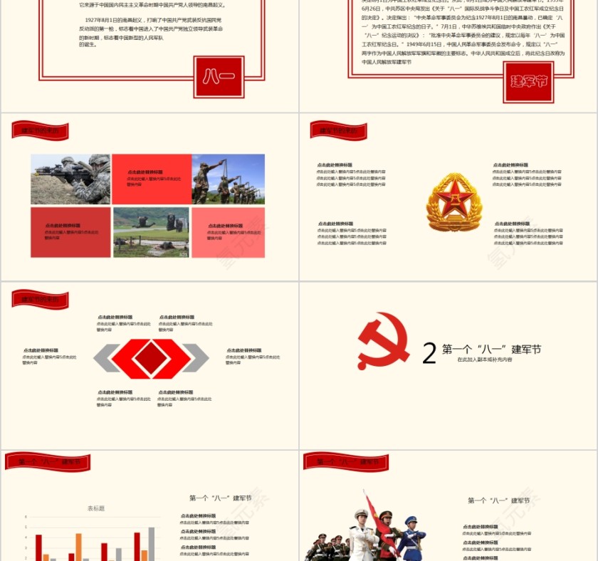 八一建军节专题党课PPT模板第2张