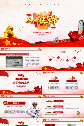 八一建军节祝贺建军93周年纪念党课PPT