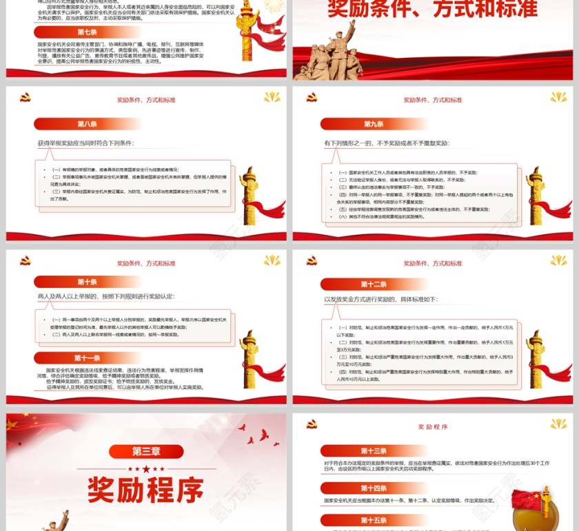 红色党政风公民举报危害国家安全行为奖励办法PPT模板第3张
