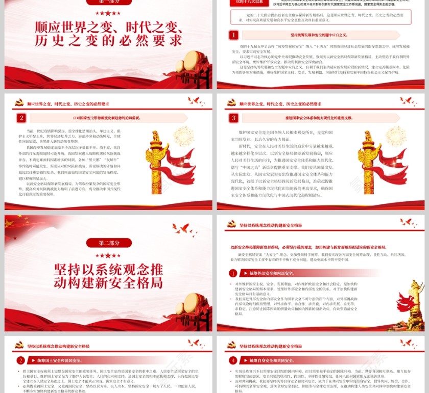 红色党政风2023以新安全格局保障新发展格局PPT模板第2张
