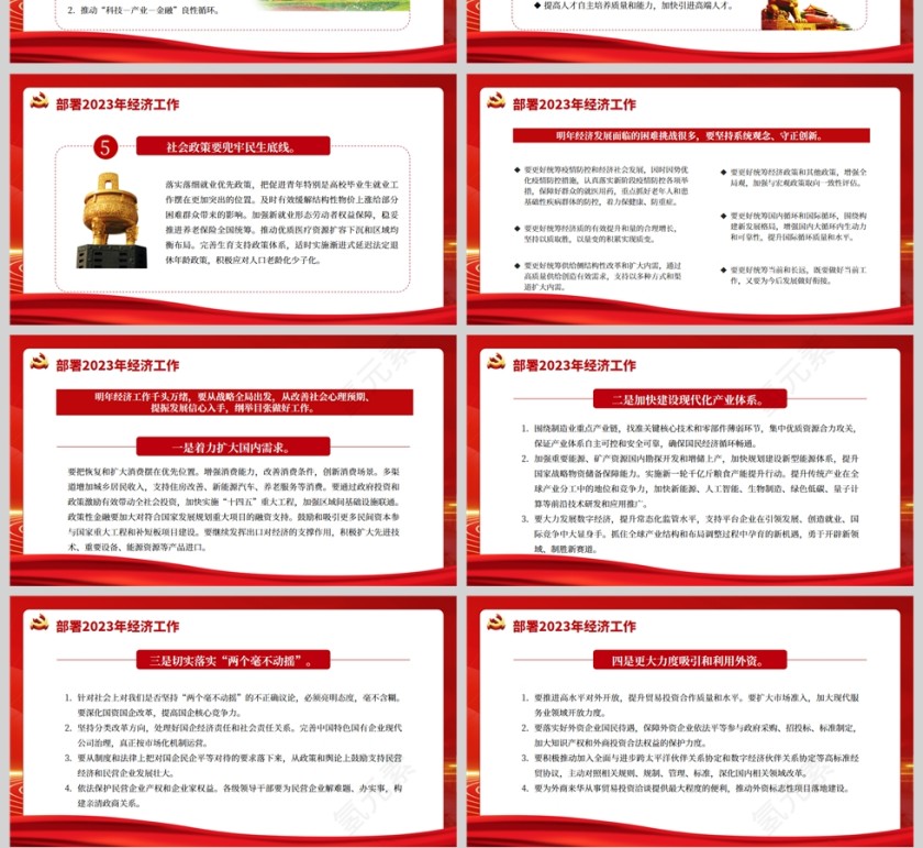 红色党政风2023中央经济工作会议PPT模板第4张