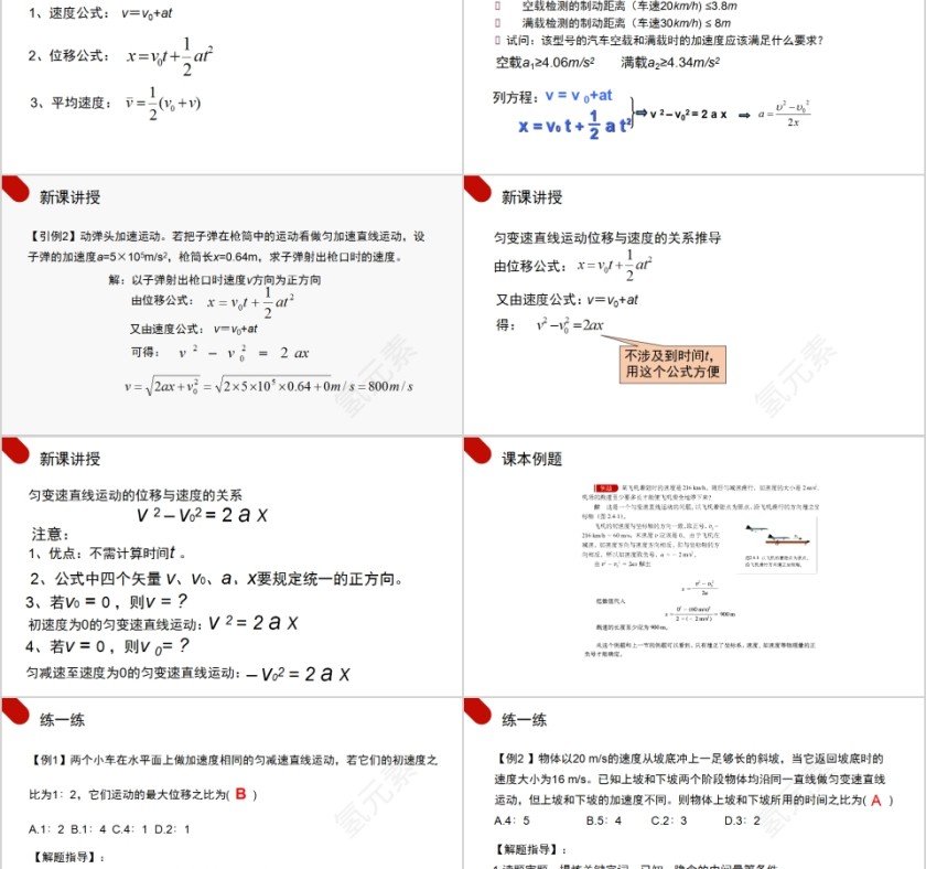 《匀变速直线运动速度与位移的关系》人教版高中物理必修1PPT课件第2张