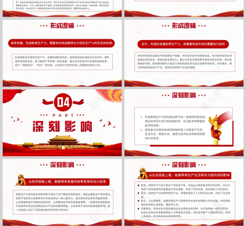 红色简约风格新质生产力的形成逻辑与影响党政文件会议精神学习PPT模板第4张