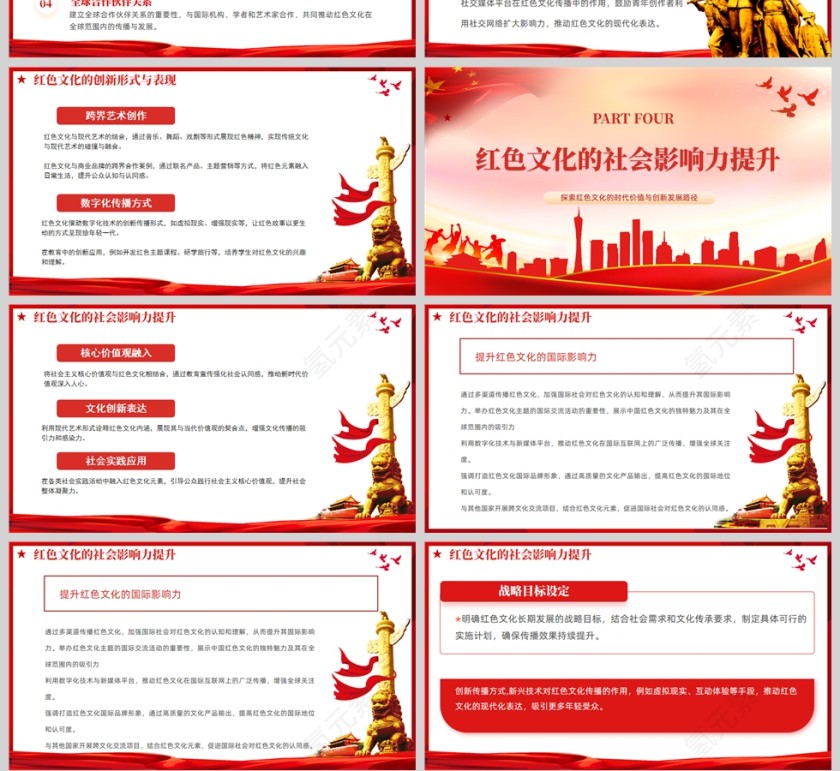 红色党建风红色文化传承当代社会的传承与创新PPT模板第4张