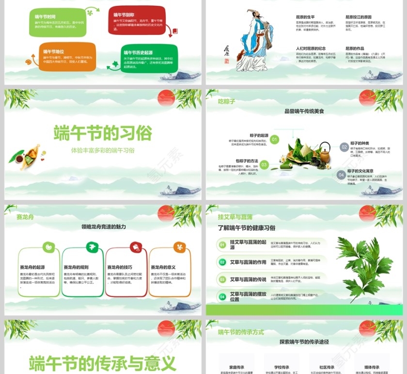 2025简约端午节主题班会教育课件ppt第2张