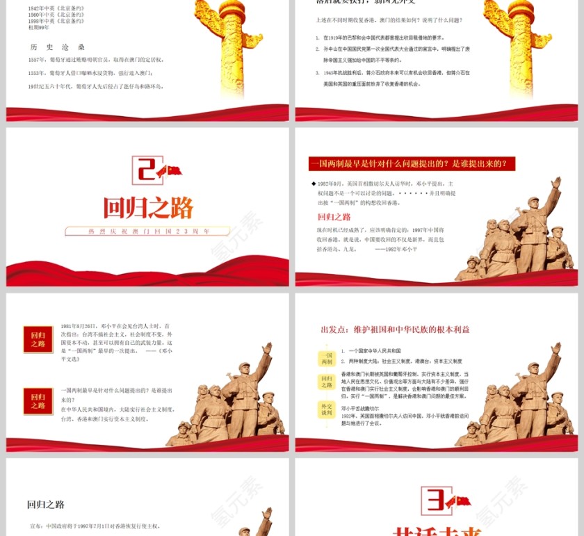 红色党建风庆祝澳门回归23周年PPT模板第2张